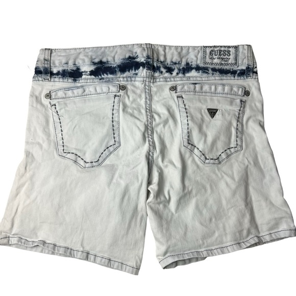 Guess Jean Short VTG Y2K Bleached Denim Women SZ 31 10 Cotton Zip 80s Yoke Skate - Picture 6 of 8